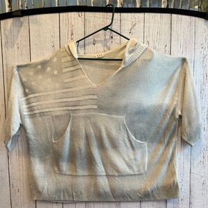POL Cream Knit V-Neck Hoodie